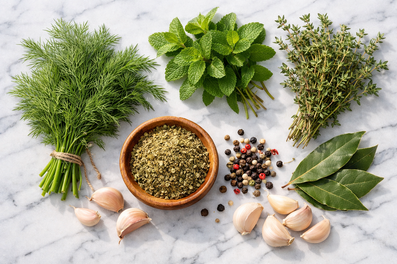 Ege mutfağında kullanılan taze otlar ve aromatik baharatlar