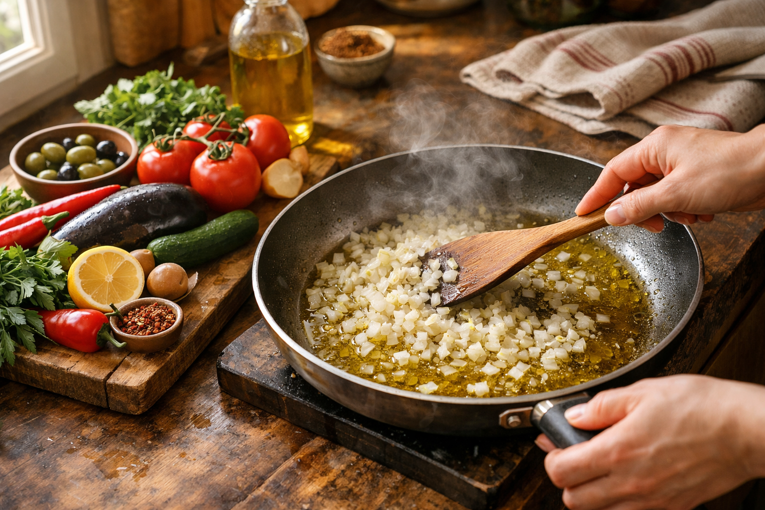 Ege zeytinyağlı yemeklerin temel pişirme teknikleri